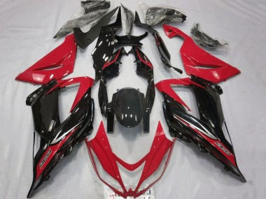 Kawasaki ZX6R Motorrad Verkleidung 2013-2018 - Rot Glanzendes Schwarz