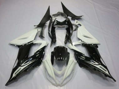 Kawasaki ZX6R Motorrad Verkleidung 2013-2018 - Perl Weiss Glanzendes Schwarz