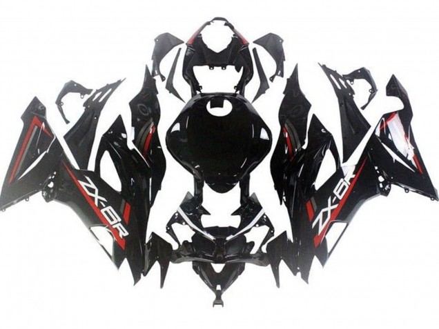 Kawasaki ZX6R Motorrad Verkleidung 2019-2022 - Glanzendes Schwarz Rot
