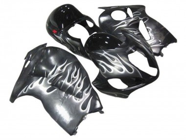 Suzuki GSXR1000 Motorrad Verkleidung 1996-2007 - Grau Schwarz Weiss Flamme