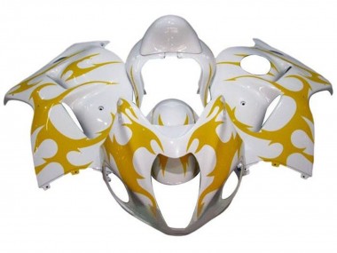 Suzuki GSXR 1300 Hayabusa Motorrad Verkleidung 2008-2020 - Weiss Gelb Tribal