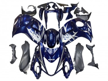 Suzuki GSXR 1300 Hayabusa Motorrad Verkleidung 2008-2020 - Dunkel Blau Silber Weiss