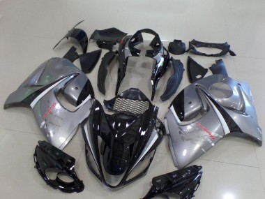 Suzuki GSXR 1300 Hayabusa Motorrad Verkleidung 2008-2020 - Glanzendes Schwarz Silber Chrome