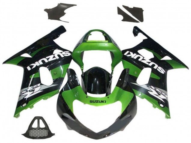 Suzuki GSXR1000 Motorrad Verkleidung 2000-2002 - Grun Glanzendes Schwarz Grau Weiss