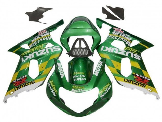 Suzuki GSXR1000 Motorrad Verkleidung 2000-2002 - Grun Gelb Weiss Motul