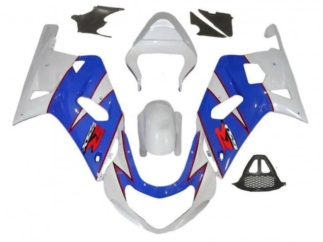 Suzuki GSXR1000 Motorrad Verkleidung 2000-2002 - Weiss Blau Rot PinStreifen