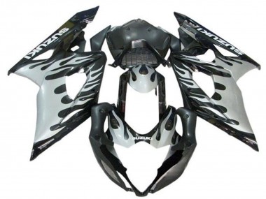 Suzuki GSXR 1000 Motorrad Verkleidung 2005-2006 - Schwarz Weiss Flamme