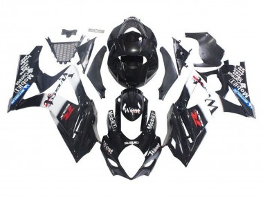 Suzuki GSXR 1000 Motorrad Verkleidung 2005-2006 - Glanzendes Schwarz Weiss West