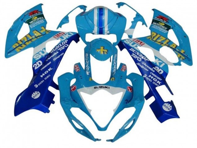 Suzuki GSXR 1000 Motorrad Verkleidung 2005-2006 - Blau Weiss Streifen Rizla