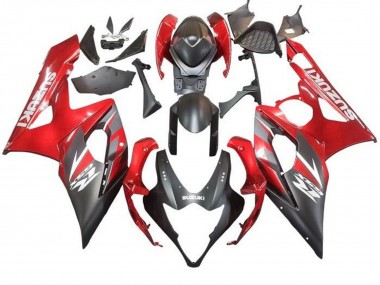 Suzuki GSXR 1000 Motorrad Verkleidung 2005-2006 - Matt Schwarz Rot