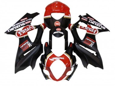 Suzuki GSXR 1000 Motorrad Verkleidung 2005-2006 - Matt Schwarz Rot Lucky Strike