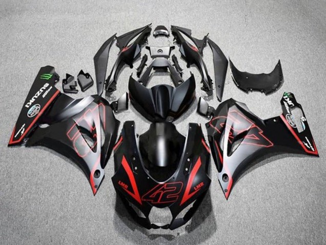 Suzuki GSXR1000 Motorrad Verkleidung 2017-2024 - Matt Schwarz Rot 42