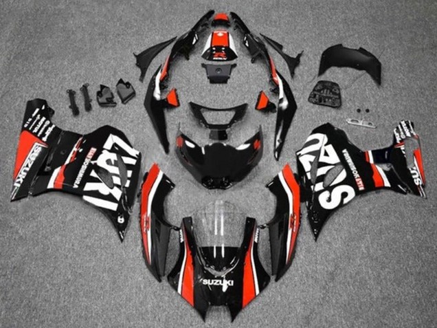 Suzuki GSXR1000 Motorrad Verkleidung 2017-2024 - Schwarz Rot Weiss Streifen