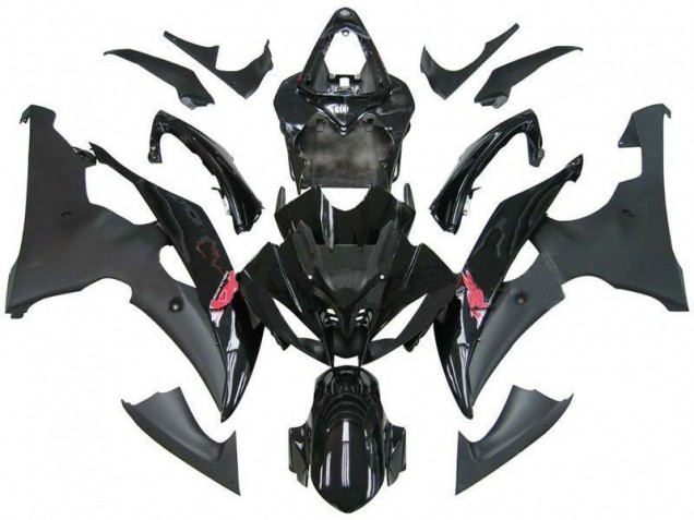 Yamaha YZF R6 Motorrad Verkleidung 2008-2016 - Glanzendes Schwarz Matt Schwarz
