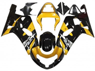 Suzuki GSXR 600 / GSXR 750 Motorrad Verkleidung 2001-2003 - Gelb Silber Glanzendes Schwarz