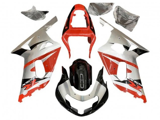 Suzuki GSXR 600 / GSXR 750 Motorrad Verkleidung 2001-2003 - Silber Rot Glanzendes Schwarz