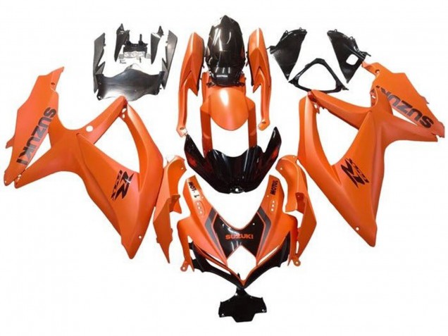 Suzuki GSXR 600 / GSXR 750 Motorrad Verkleidung 2008-2010 - Orange Glanzendes Schwarz mit Aufkleber