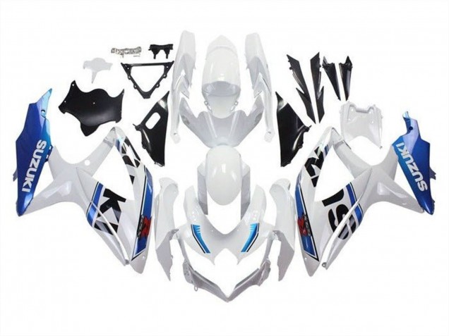 Suzuki GSXR 600 / GSXR 750 Motorrad Verkleidung 2008-2010 - Weiss Blau Streifen