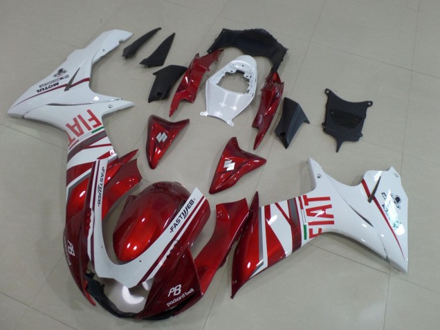 Suzuki GSXR 600 / GSXR 750 Motorrad Verkleidung 2011-2024 - Bonbon Rot Weiss Fiat