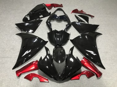 Yamaha YZF 1000 R1 Motorrad Verkleidung 2009-2011 - Glanzendes Schwarz Rot