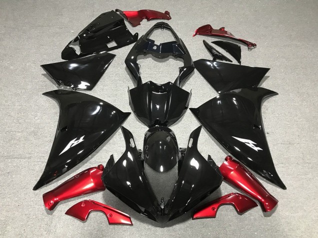 Yamaha YZF 1000 R1 Motorrad Verkleidung 2009-2011 - Glanzendes Schwarz Rot