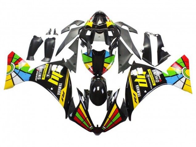Yamaha YZF 1000 R1 Motorrad Verkleidung 2009-2011 - Glanzendes Schwarz HP Farbrad