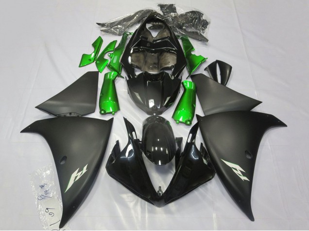 Yamaha YZF 1000 R1 Motorrad Verkleidung 2009-2011 - Glanzendes Schwarz Matt Schwarz Grun