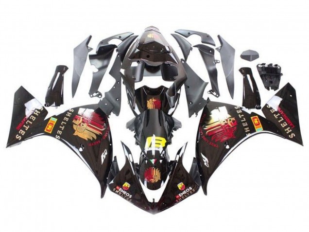 Yamaha YZF 1000 R1 Motorrad Verkleidung 2012-2014 - Glanzendes Schwarz Rot Gelb Sheltes