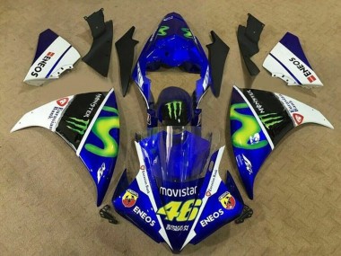 Yamaha YZF 1000 R1 Motorrad Verkleidung 2012-2014 - Blau Weiss Schwarz Grun MoviStar Monster ENEOS