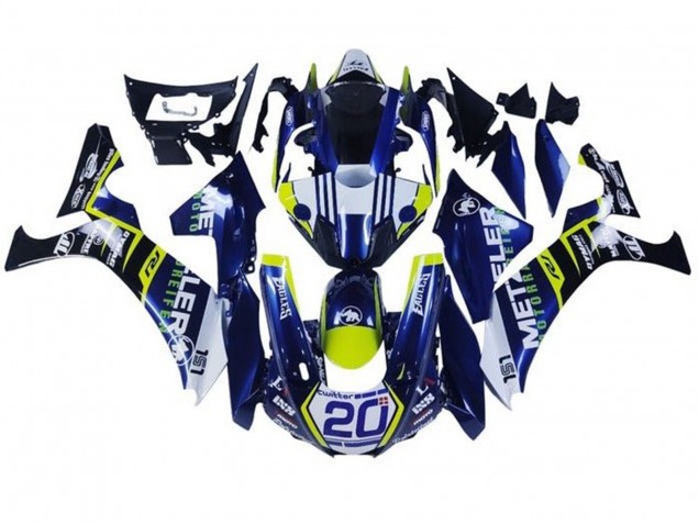 Yamaha YZF 1000 R1 Motorrad Verkleidung 2015-2019 - Weiss Blau Gelb Schwarz