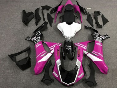 Yamaha YZF 1000 R1 Motorrad Verkleidung 2015-2019 - Rosa Weiss Glanzendes Schwarz