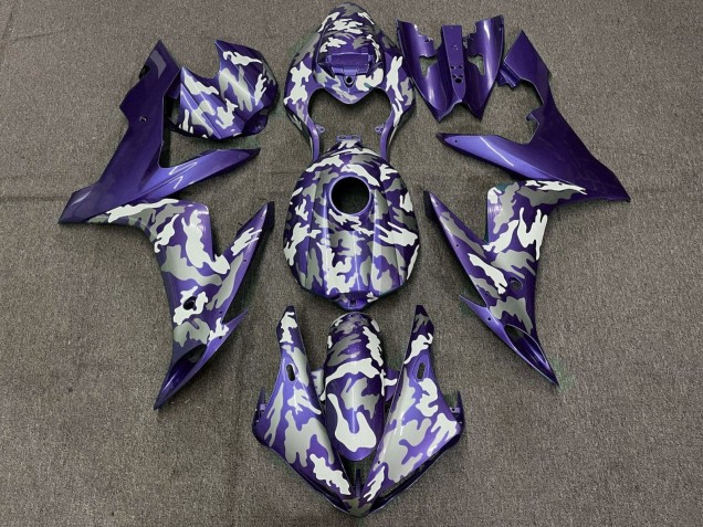 Yamaha YZF 1000 R1 Motorrad Verkleidung 2004-2006 - Lila Weiss Grau Camouflage