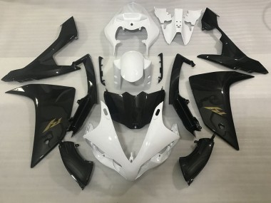 Yamaha YZF 1000 R1 Motorrad Verkleidung 2007-2008 - Weiss Kunst Carbonfaser Gold Aufkleber