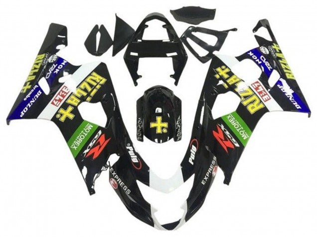Suzuki GSXR 600 / GSXR 750 Motorrad Verkleidung 2004-2005 - Glanzendes Schwarz Blau Grun Gelb Rizla