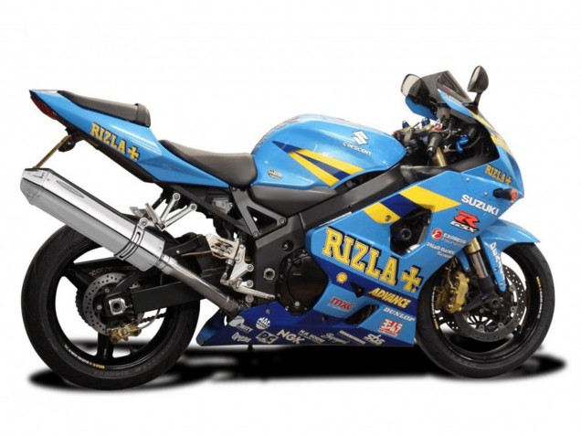 Suzuki GSXR 600 / GSXR 750 Motorrad Verkleidung 2004-2005 - Hellblau Gelb Rizla Motul
