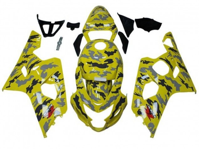 Suzuki GSXR 600 / GSXR 750 Motorrad Verkleidung 2004-2005 - Gelb Schwarz Grau Camouflage