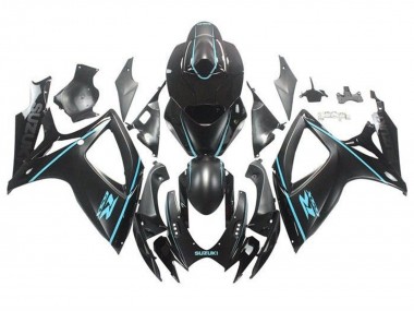 Suzuki GSXR 600 / GSXR 750 Motorrad Verkleidung 2006-2007 - Matt Schwarz Turkis Blau