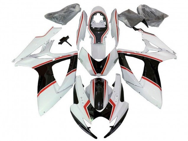 Suzuki GSXR 600 / GSXR 750 Motorrad Verkleidung 2006-2007 - Weiss Orange Schwarz PinStreifen