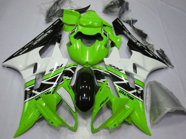 Yamaha YZF R6 Motorrad Verkleidung 2006-2007 - Grun Weiss Glanzendes Schwarz
