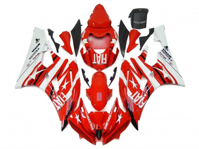 Yamaha YZF R6 Motorrad Verkleidung 2006-2007 - Weiss Rot Fiat Stern Michelin Motul
