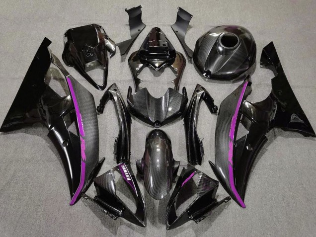 Yamaha YZF R6 Motorrad Verkleidung 2008-2016 - Schwarzer Carbonfaser Stil Lila