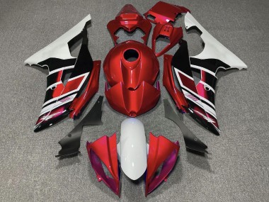 Yamaha YZF R6 Motorrad Verkleidung 2008-2016 - Weiss Rot Glanzendes Schwarz Streifen