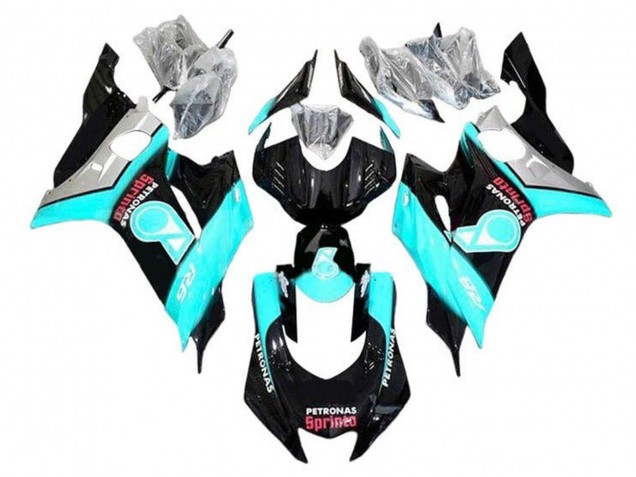 Yamaha YZF R6 Motorrad Verkleidung 2017-2023 - Turkis Blau Glanzendes Schwarz Petronas