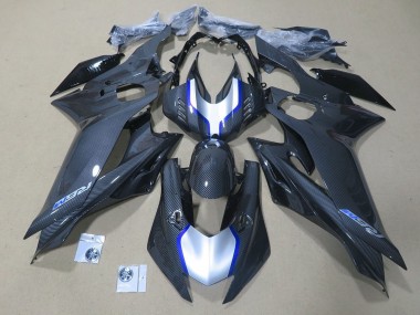 Yamaha YZF R6 Motorrad Verkleidung 2017-2023 - Silber Blau Schwarz Kunst Carbonfaser