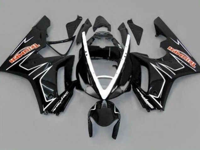 Triumph Daytona 675 Triple Motorrad Verkleidung 2006-2008 - Glanzendes Schwarz Weiss Streifen