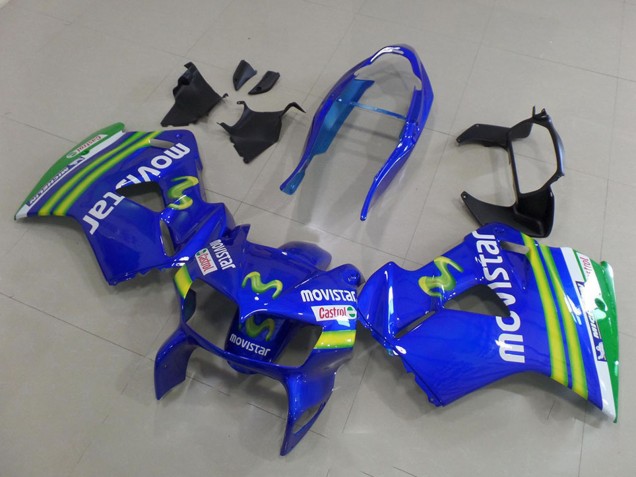 Honda VFR 800 Motorrad Verkleidung 1998-2001 - Blau Grun Weiss MoviStar