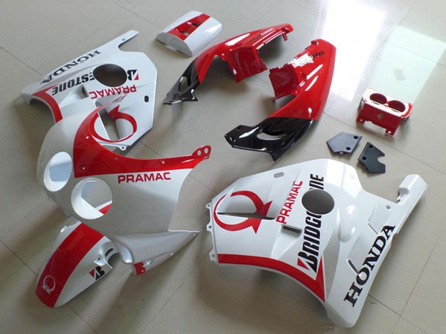 Honda CBR250RR MC22 Motorrad Verkleidung 1990-1998 - Weiss Rot Pramac Bridgestone