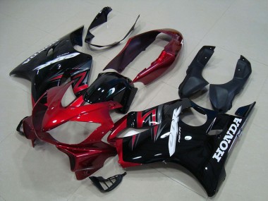 Honda CBR600 F4i Motorrad Verkleidungen Kit 2004-2007 - Rot Glanzendes Schwarz
