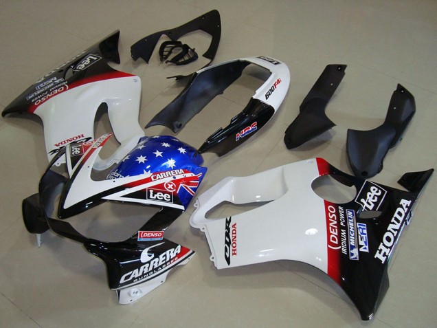 Honda CBR600 F4i Motorrad Verkleidung 2004-2007 - Weiss Rot Blau Glanzendes Schwarz Stern Lee Carrera