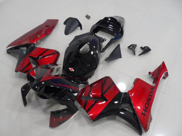 Honda CBR600RR Motorrad Verkleidung 2003-2004 - Rot Glanzendes Schwarz Streifen